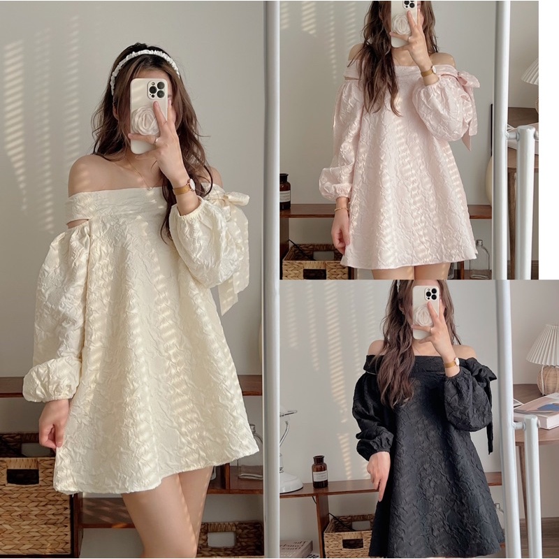 ÁO GẤM TACTA TRỄ VAI NƠ TAY BỒNG“BONA TOP”siêu xinh