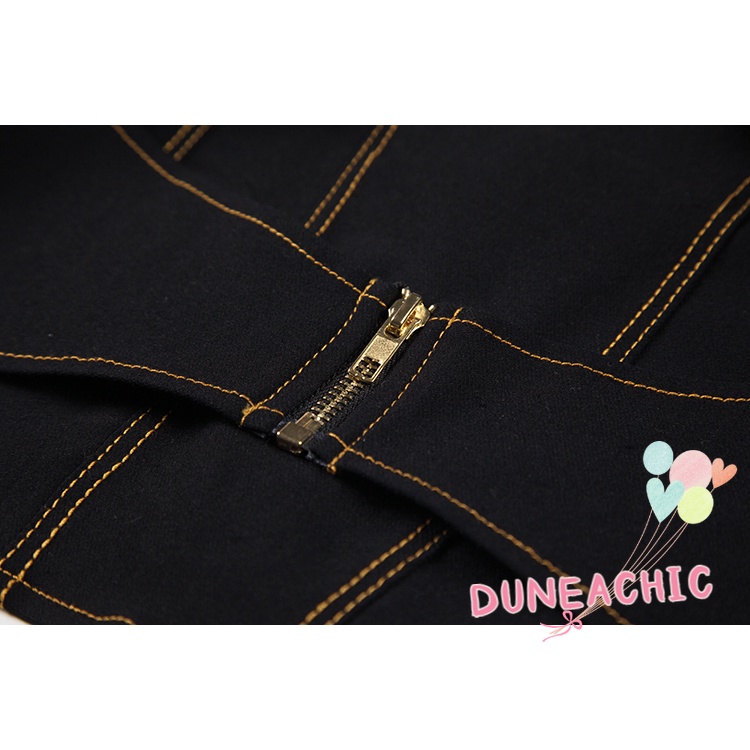 Áo kiểu DUNEA trễ vai phối khóa kéo quyến rũ thời trang dành cho nữ