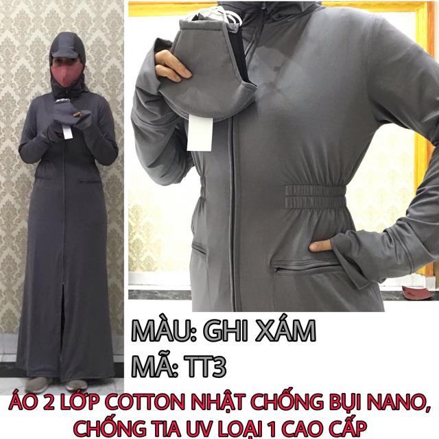 [CÓ SẴN] ÁO 2 LỚP COTTON NHẬT CHOÀNG DÀI TOÀN THÂN CHỐNG TIA UV CAO CẤP LOẠI 1