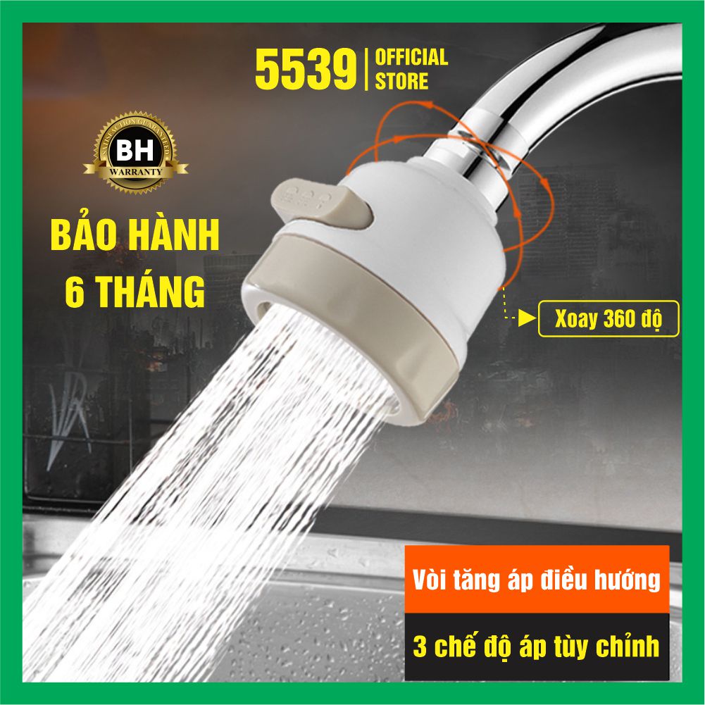 Đầu vòi tăng áp ⚡️ FREESHIP ⚡️ Đầu vòi tăng áp rửa chén bát xoay 360 độ 3 chế độ phun nước bảo hành 6 tháng - Shop 5539