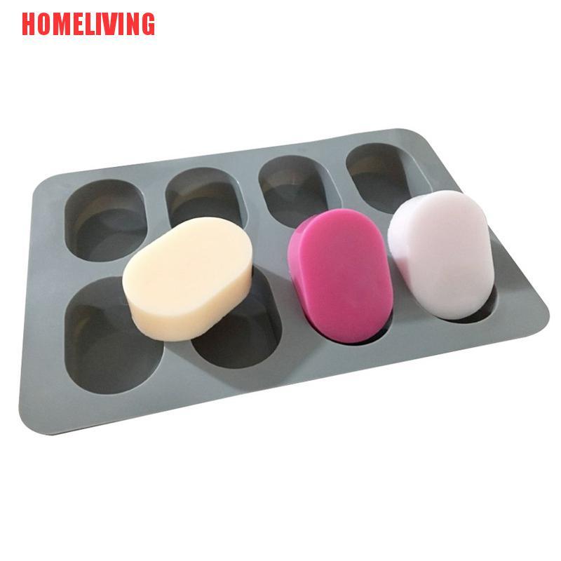 Khuôn Silicone Tạo Hình Làm Xà Phòng Hình Oval 8 Lỗ