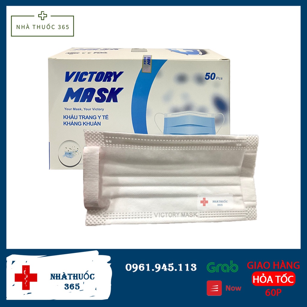 KHẨU TRANG Y TẾ 4 LỚP KHÁNG KHUẨN Victory mask hộp 50 cái QUAI MỀM KHÔNG ĐAU TAI
