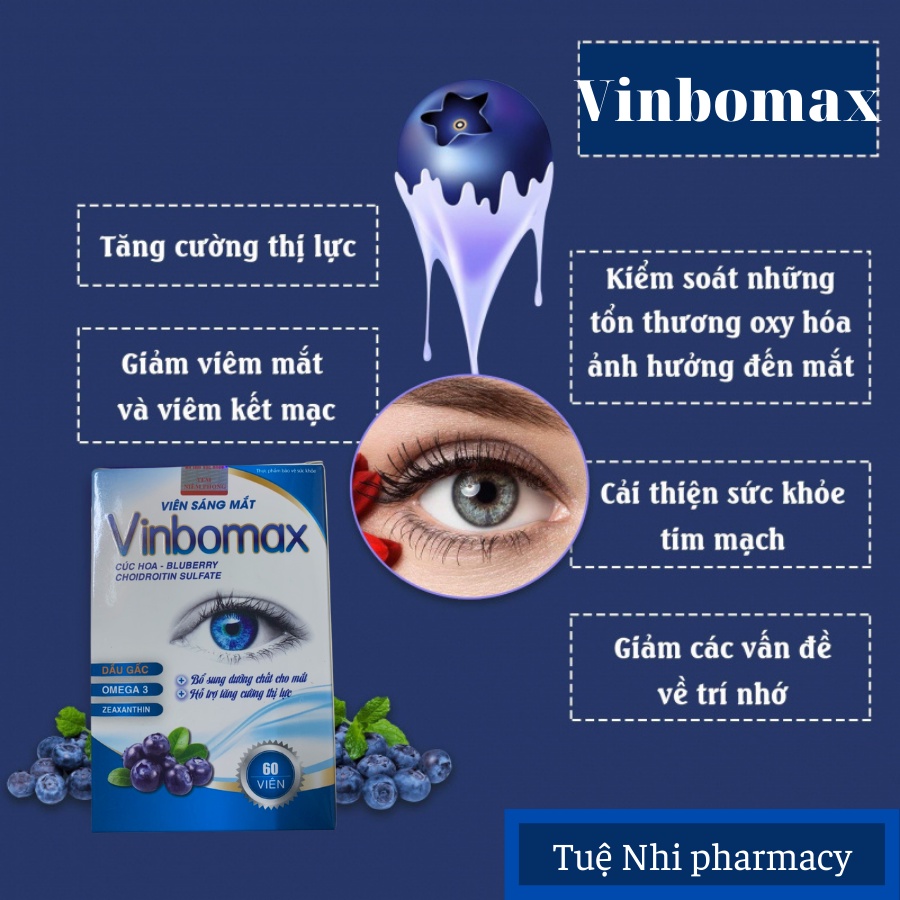Viên sáng mắt Vinbomax bổ mắt, sáng mắt, ngăn ngừa quá trình lão hóa mắt NT045
