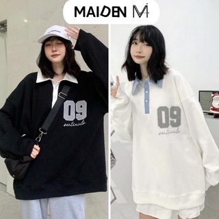 Áo thun Polo nữ, áo dài tay cổ Polo số 9 form rộng