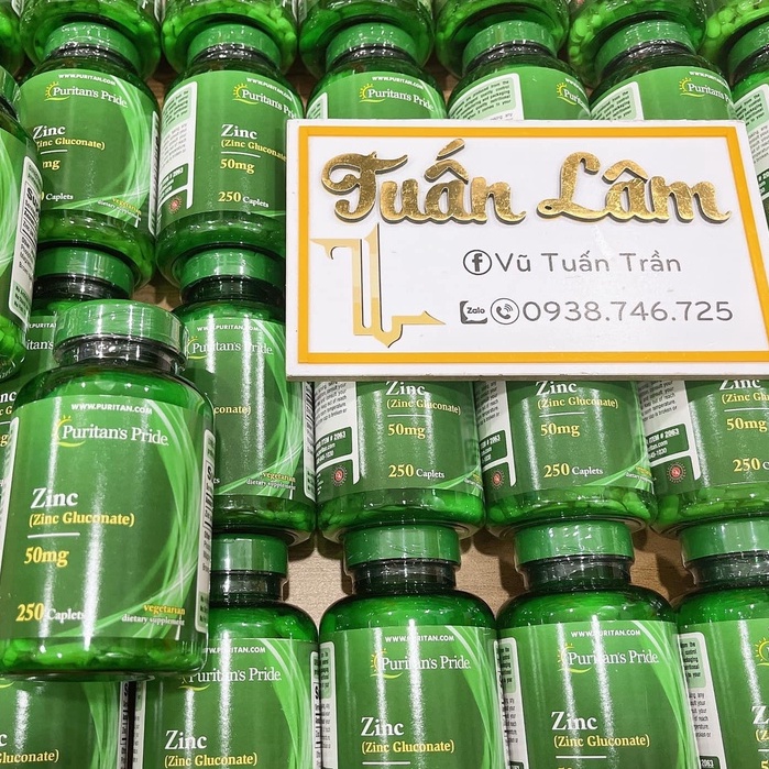 VIÊN UỐNG BỔ SUNG KẼM GIẢM MỤN PURITAN'S PRIDE ZINC GLUCONATE 50MG CHÍNH HÃNG - 9388