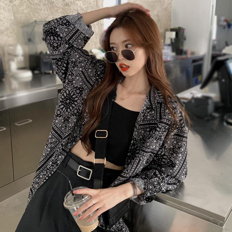 Áo sơ mi nữ tay dài dáng rộng phong cách thời trang Hàn Quốc