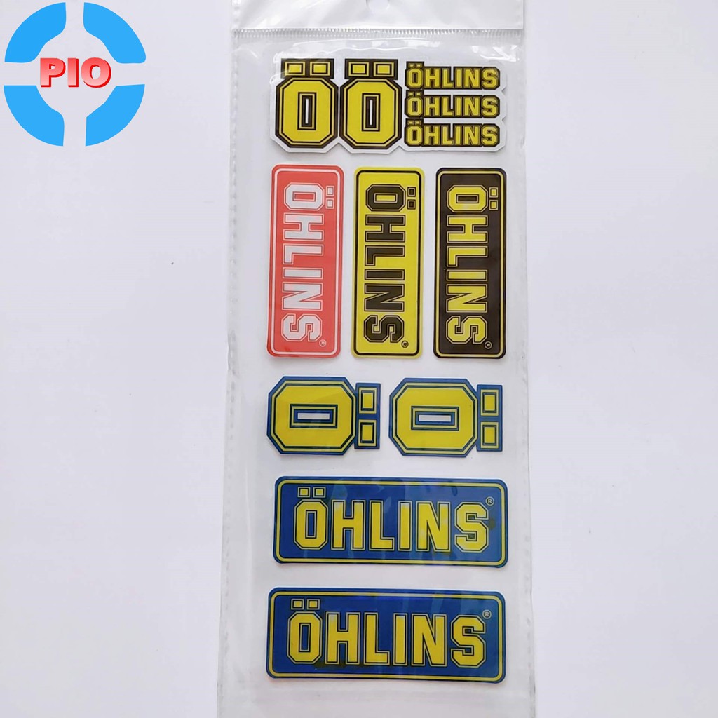 Bộ Tem Sticker OHLINS Phản Quang Cao Cấp Dán Xe Máy, Ô Tô, Mũ Bảo Hiểm, Chống Thấm Nước, Chống Bay Màu