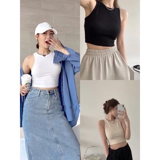 Áo Ba Lỗ Croptop Thun Tăm Nữ [FREESHIP] 🌸 Phông body dáng ôm trơn màu ĐEN | TRẮNG | BE Ulzzang 🌸