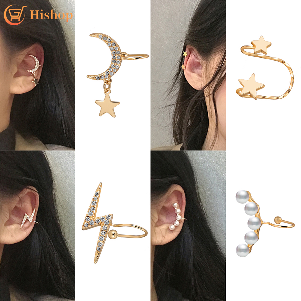 Khuyên Vành Tai Kim Loại Đính Đá Và Ngọc Trai Giả Xinh Xắn Cho Nữ