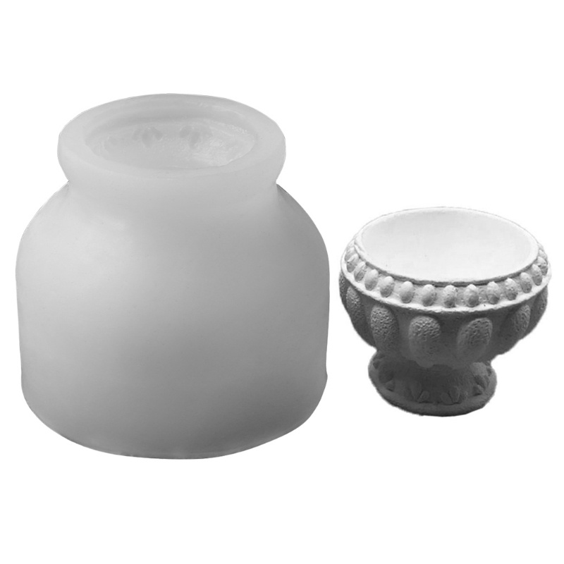 Khuôn Silicone Làm Chậu Cây Mọng Nước Hình Tròn 3D Phong Cách La Mã Cổ Điển