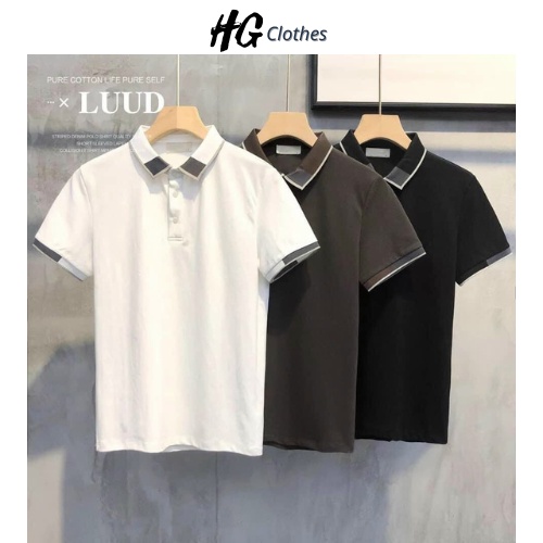 Áo Polo nam vải cá sấu Cotton cổ bẻ phối viền, chuẩn form, sang trọng, lịch lãm HG - MÀU GHI