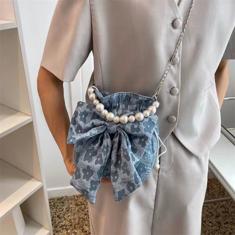 Túi Xách Đeo Chéo Đính Ngọc Trai Và Nơ Phong Cách Hàn Quốc Dễ Thương Thời Trang Mùa Hè Dành Cho Nữ