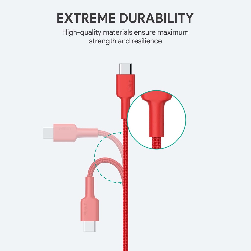Cáp sạc nhanh Aukey CB-CD45 Type C to C 60W 480Mbps 0.9m dây sạc cho Samsung Xiaomi MacBook Nintendo Switch