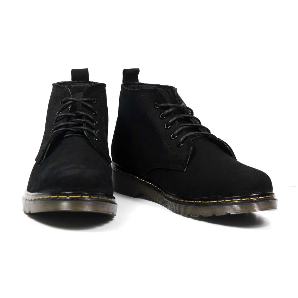 Giày Boot nam nữ Dr.68 da bò Nubuck đen, Lucas Shoes bảo hành 1 năm