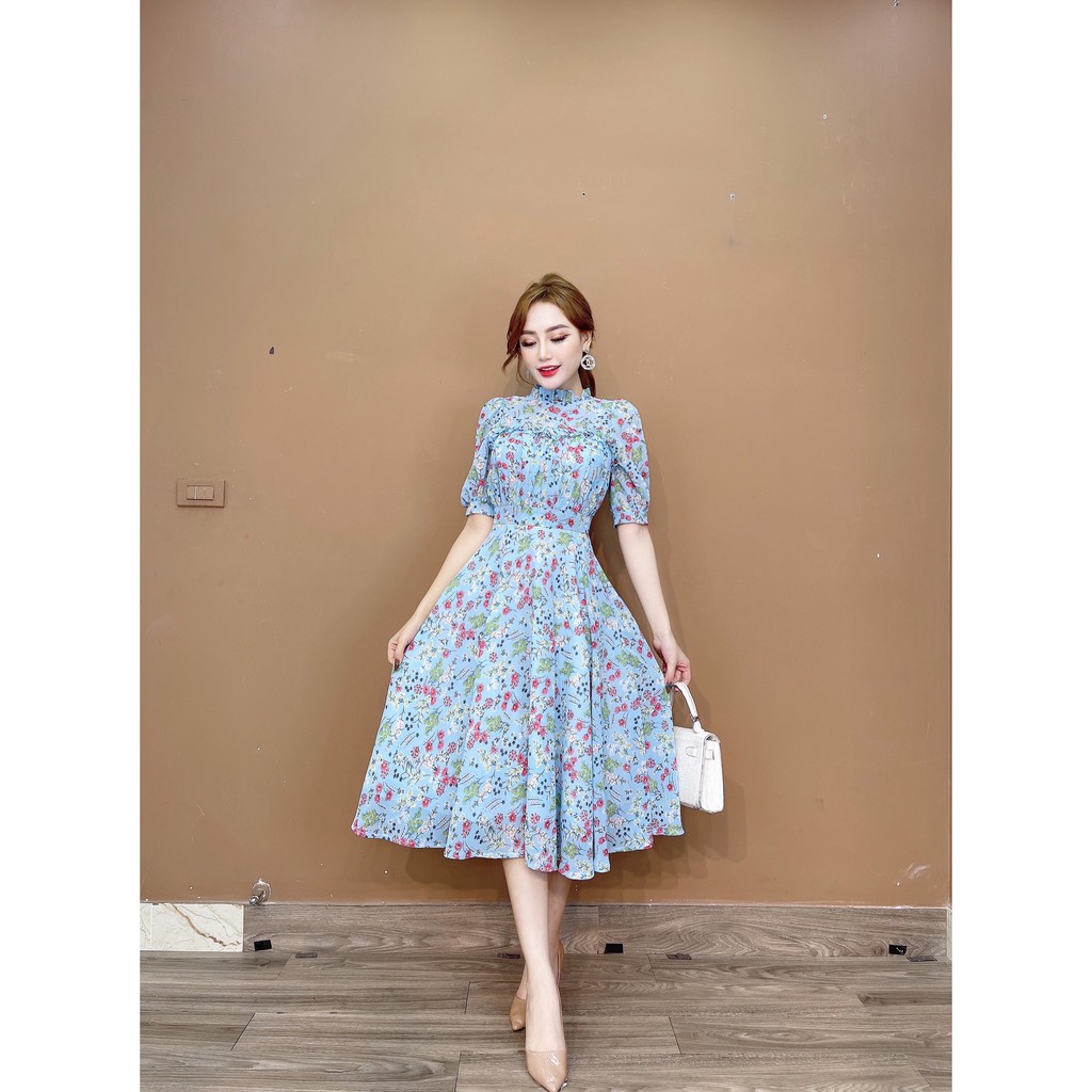 [Mã SKAMA06 giảm 8% tối đa 50K đơn 250K] Live- Váy hoa cổ bèo tay lỡ mới- 8517 | BigBuy360 - bigbuy360.vn
