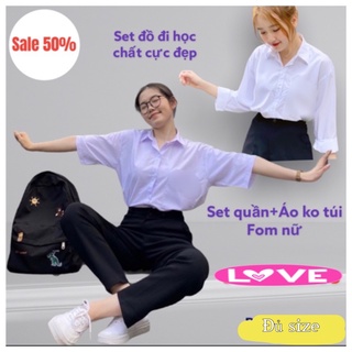 Set đồ đi học áo không túi+ quần đi học xinh