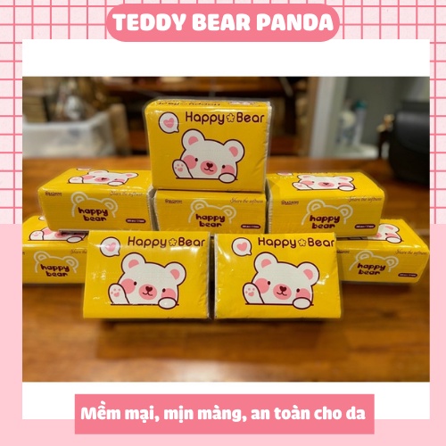 [Combo 10 Gói] giấy ăn rút tre Happy Bear 3 lớp