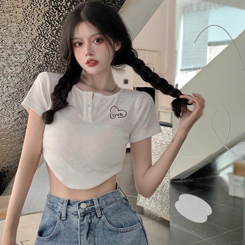Áo Thun Nữ Ngắn Tay Cổ Tròn Sọc Vằn Thời Trang