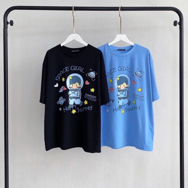 Áo Thun Tay Lửng Unisex Cô Gái(Space Girl)
