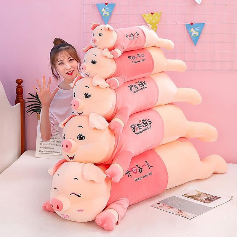Gấu Bông , Gối Ôm Heo Áo Hồng Đủ Size 90Cm-1M-1M3