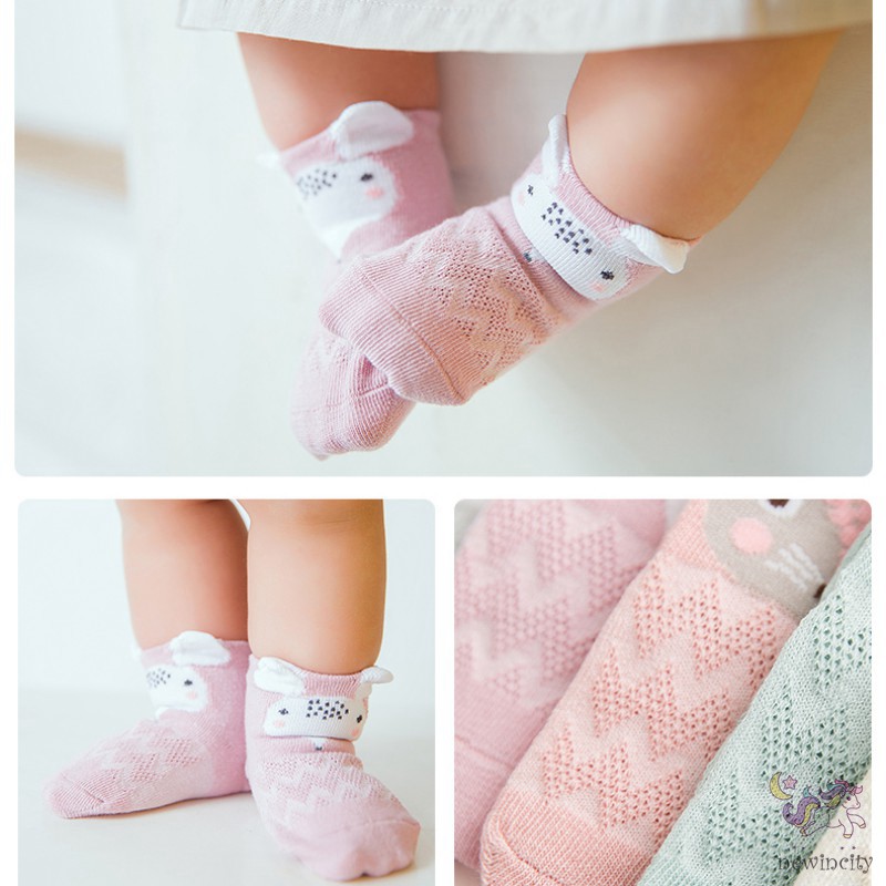 Set 5 Đôi Vớ Cotton Chống Trượt Kiểu Dáng Hoạt Hình Thời Trang Cho Bé Dễ Thương