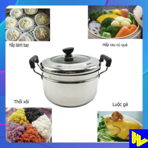 Nồi Hấp 1 tầng 1 đáy inox 304 Hoàng Gia + 1 vỉ hấp (size 21, 23, 25, 27, 29)