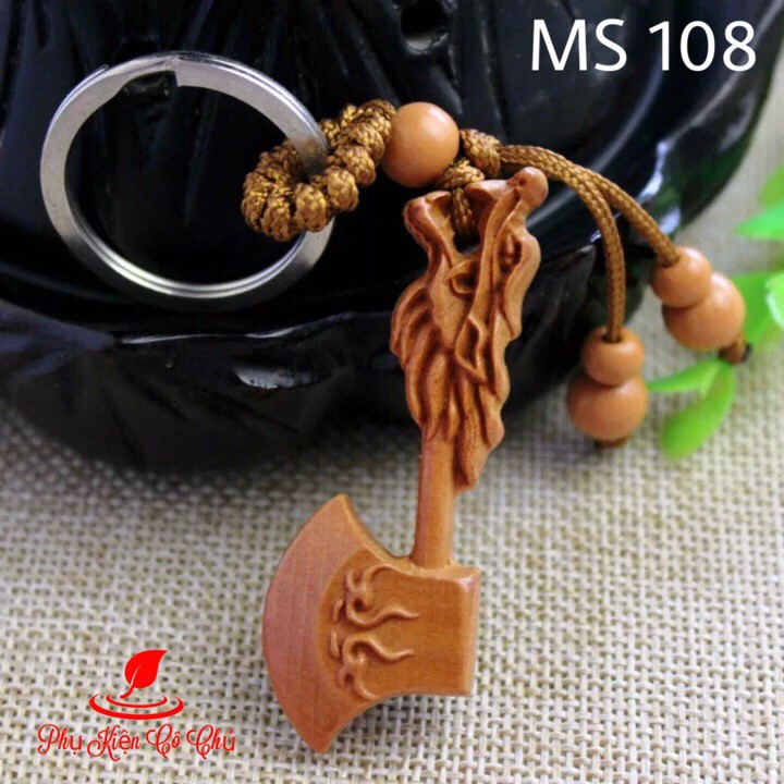 Móc Khóa Gỗ hình Rìu phong thủy- MS108