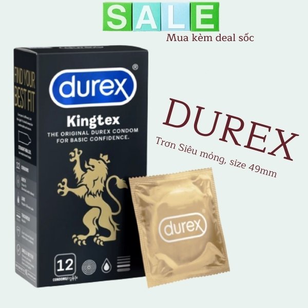 Bao cao su Durex Kingtex / bao cao su siêu mỏng ôm sát - bcs hộp 12 cái