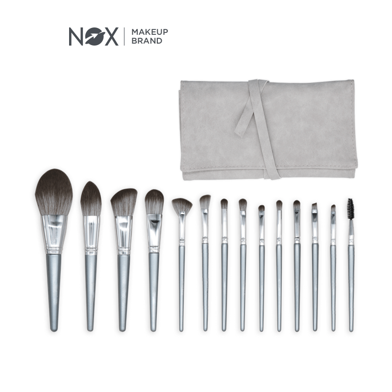 Bộ 14 cọ trang điểm NOX màu xám đa năng tiện dụng