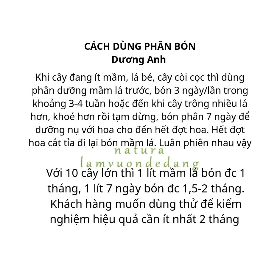 PHÂN DƯỠNG MẦM LÁ 1L-Dùng để kích thích ra nụ, đâm chồi nảy mầm tăng trưởng giúp cây hồng phát triển tươi tốt, mạnh khỏe