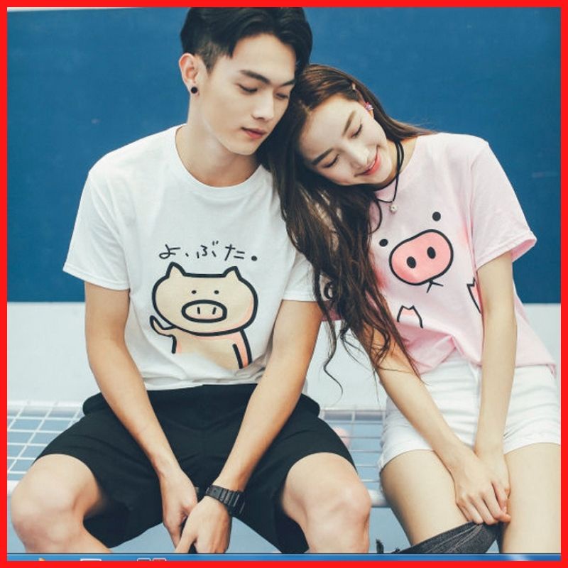 Áo Thun Đôi Tình Nhân Valentine's Day In Hình Con Heo DLX