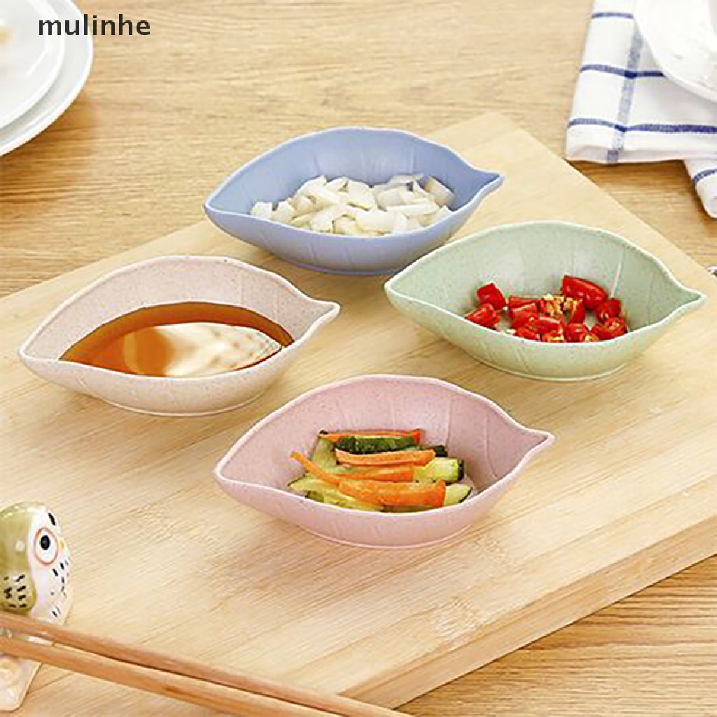 Set 1 / 4 Chén Đựng Gia Vị Hình Chiếc Lá Bằng Chất Liệu Lúa Mạch