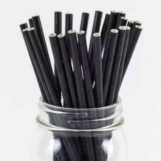 100 ống hút giấy đen phi 6 dài 20cm