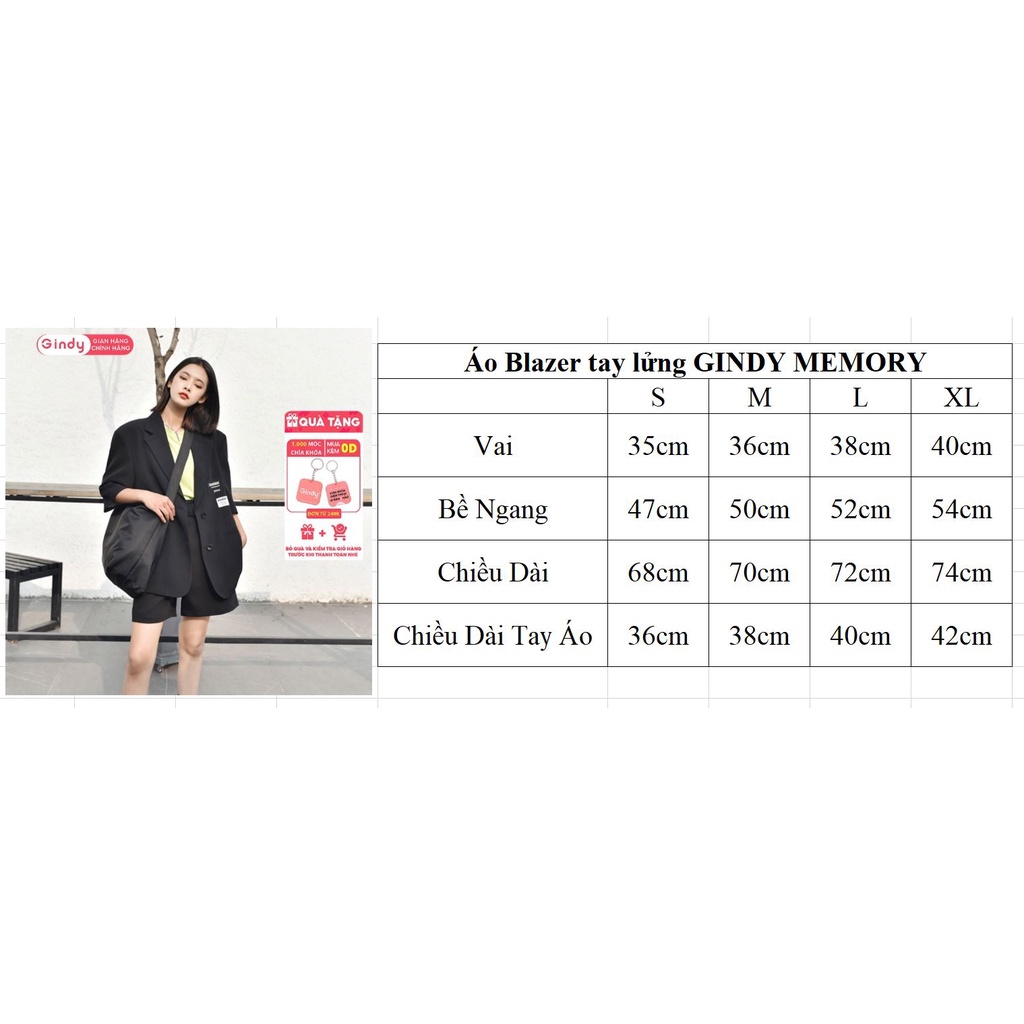 Áo khoác blazer nữ vest thời trang 2 lớp form rộng tay lửng GINDY không đệm vai thời trang xuân hè A027 | BigBuy360 - bigbuy360.vn