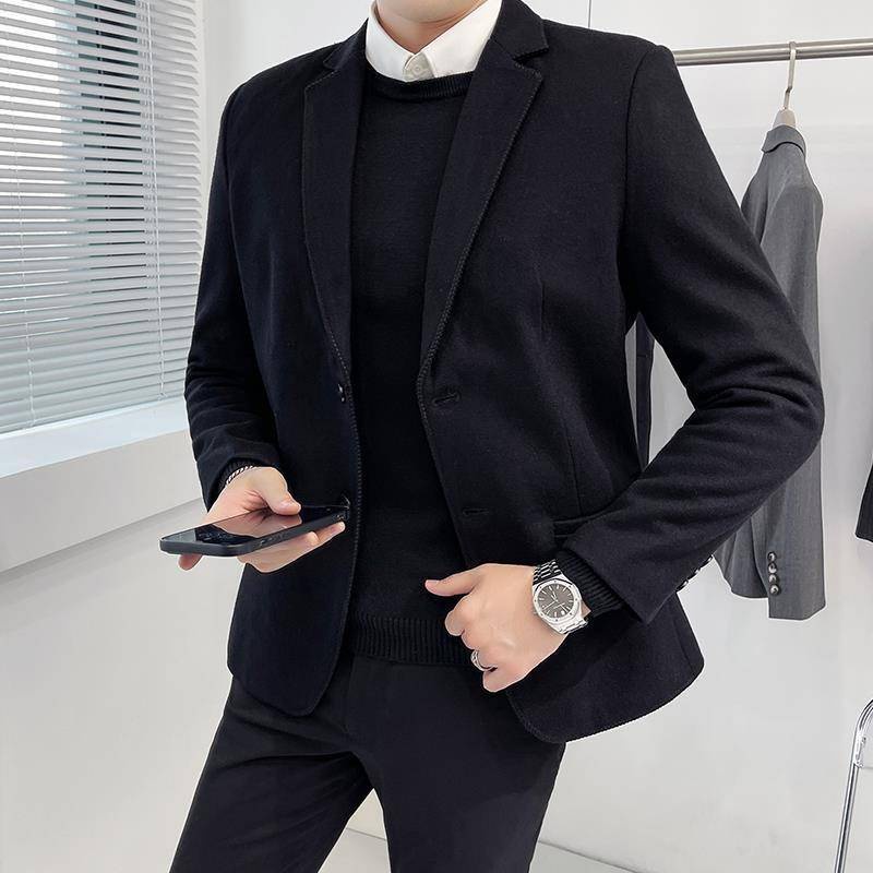 Áo Khoác blazer Len Ôm Dáng Phong Cách Doanh Nhân Hàn Quốc Đơn Giản Vừa Vặn Cho Nam