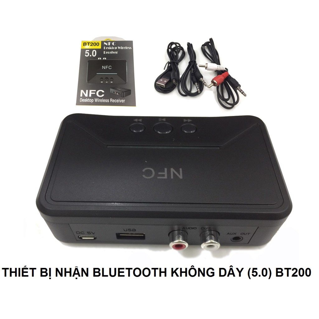 Thiết bị nhận Bluetooth không dây (5.0) BT200. Hộp Bluetooth Âm Thanh Không Dây BT200 NFC V5.0