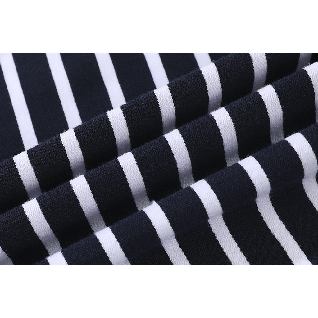 Áo polo cotton tay ngắn dáng rộng họa tiết kẻ sọc thời trang mùa hè mới cho nam