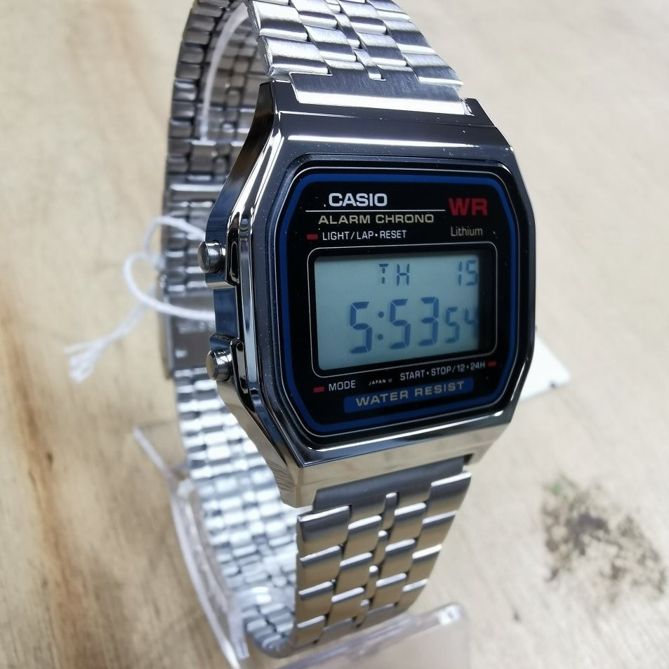 Đồng hồ unisex Casio Standard thể thao, điện tử giá rẻ - Dây bằng thép không gỉ, chống nước 3ATM (A159WA-N1DF)