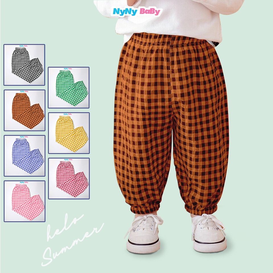 Quần Dài Nyny Baby Chống Nắng Chống Muỗi Đi Học Đi Chơi Họa Tiết Kẻ Caro Cho Bé Trai Bé Gái Từ 8 - 25 Kg (1-7 TUỔI )