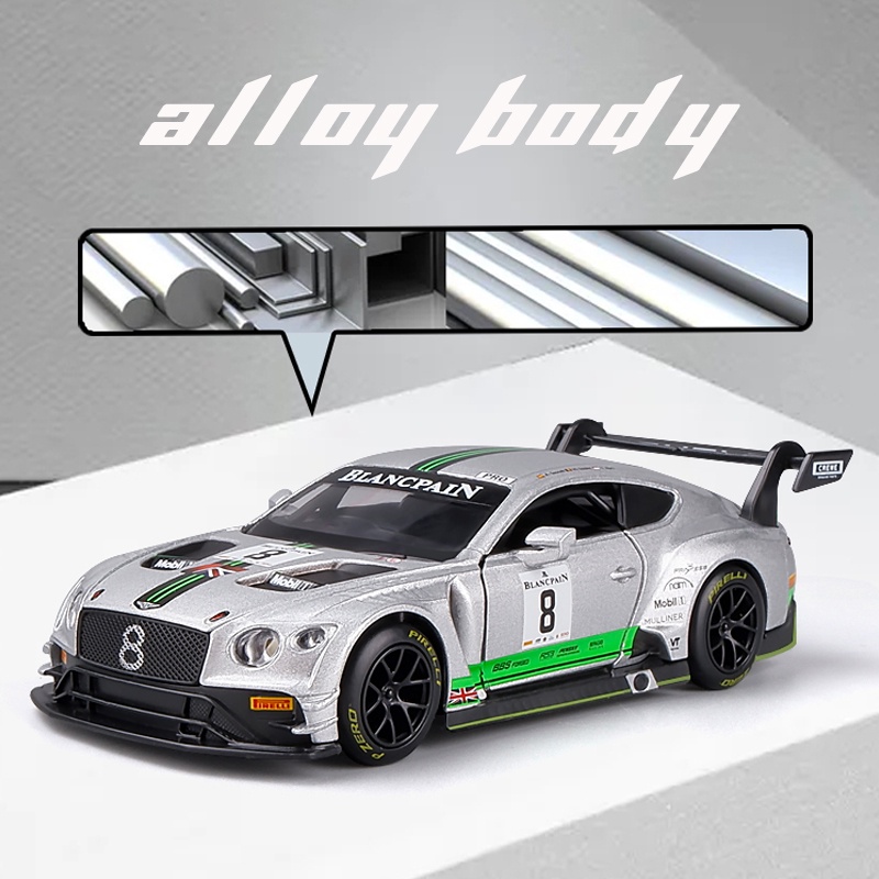 Mô Hình Xe Bentley Continental GT3 Bằng Hợp Kim Có Đèn Và Nhạc Tỷ Lệ 1: 32 Dành Cho Bé Trai