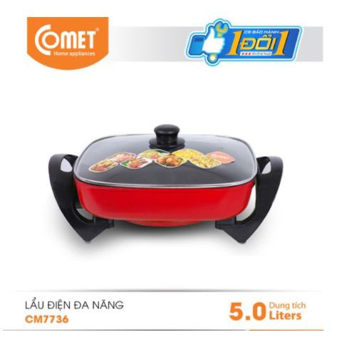 Chảo lẩu điện đa năng Comet CM7736 - Hàng chính hãng (Bảo hành 12 tháng)