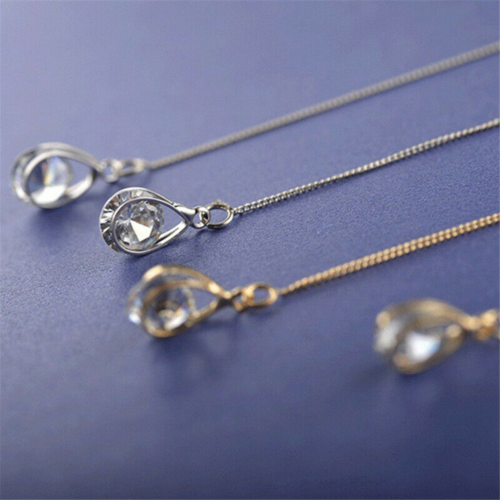 Đôi Khuyên Tai Dài Đính Đá Sapphire Thanh Lịch Thời Trang Cho Nữ