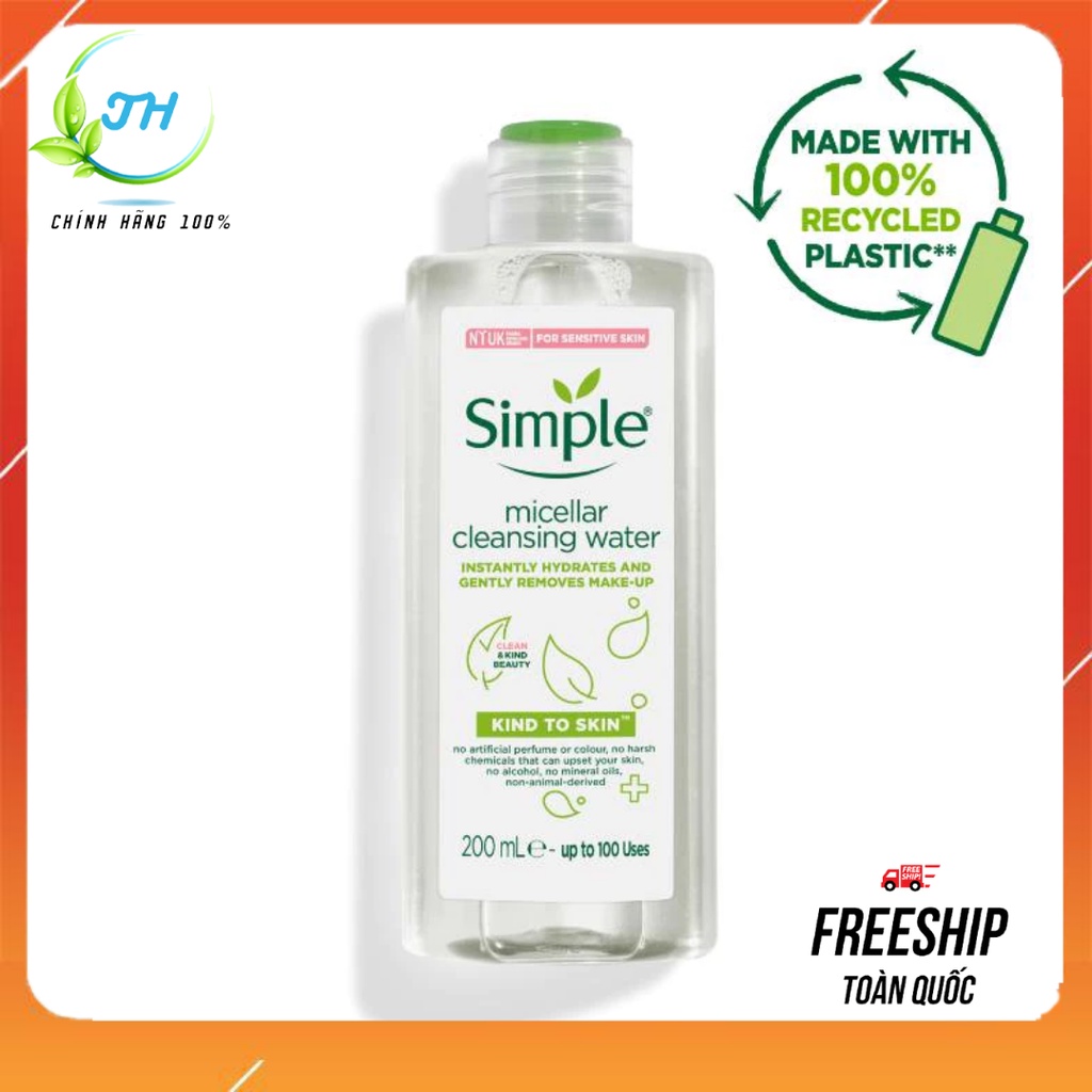 Nước Tẩy Trang Simple Micellar Cleansing Water 200ml- Sạch sâu dịu nhẹ