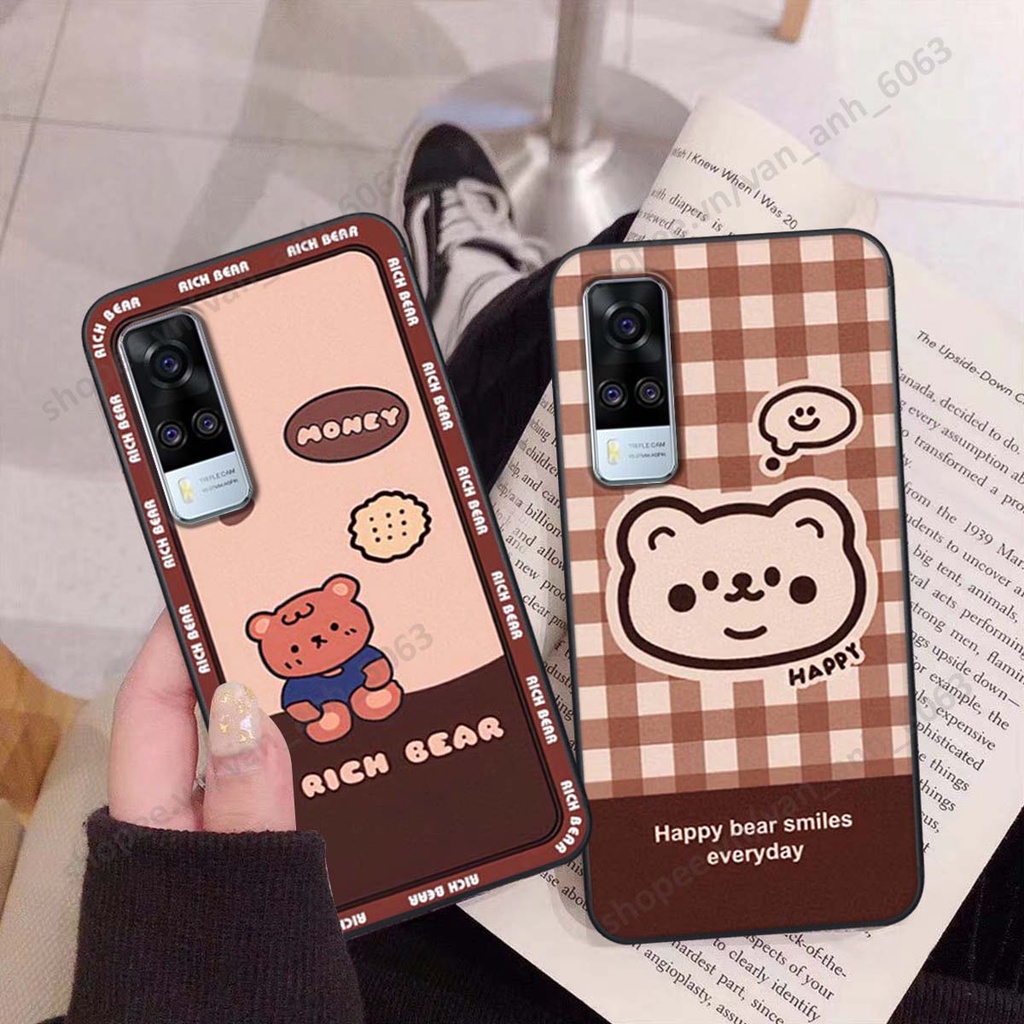 Ốp lưng Vivo Y51 2020 in hình hoa, gấu rich bear nghệ thuật, thời trang