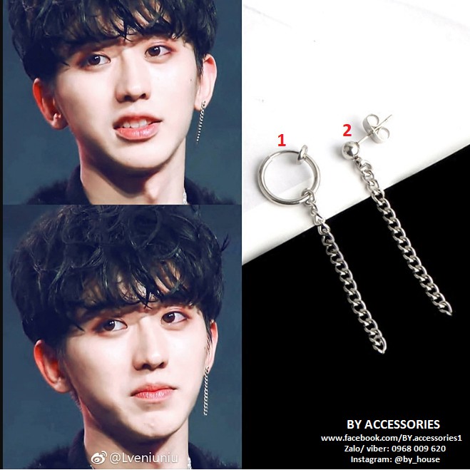 Khuyên tai titan xích dài basic không gỉ Thái Từ Khôn có 2 loại xỏ khuyên và không cần xỏ khuyên