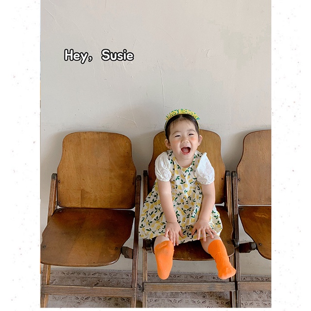 Đầm Hoa Tay Ngắn Phồng Phối Ren Thời Trang Mùa Hè Xinh Xắn Cho Bé Gái