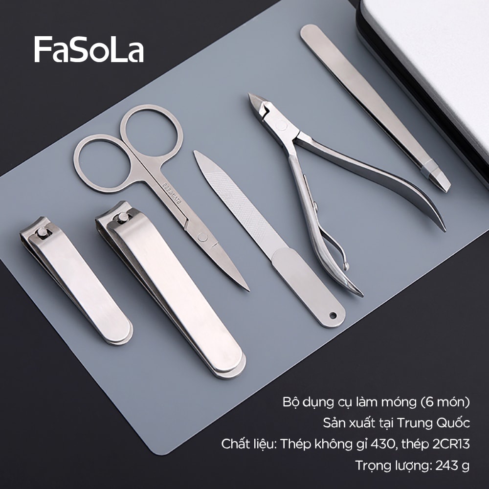 Bộ dụng cụ làm móng 6 món thép không gỉ FASOLA FSLJY-360