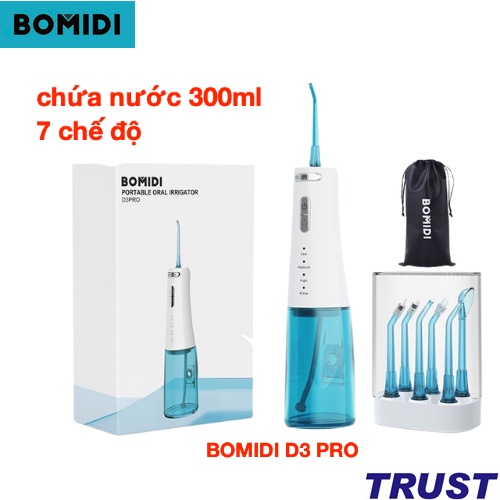 Máy tăm nước cầm tay BOMIDI D3 PRO - vệ sinh răng miệng , 7 chế độ Chính Hãng