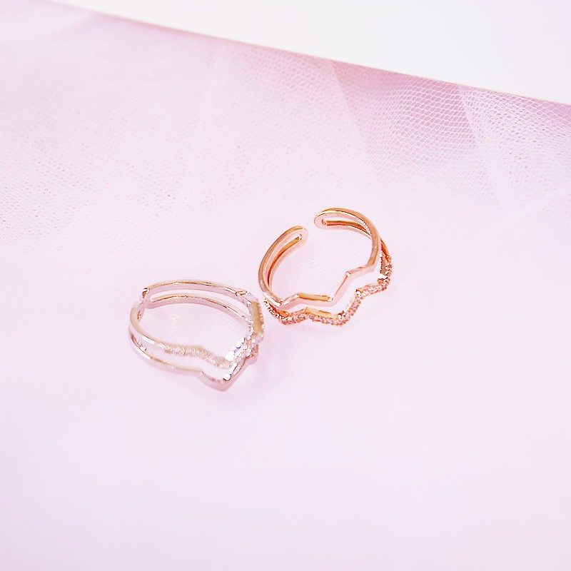 [ xả kho ] Nhẫn nữ bạc 925 N001T hình học zíc zắc hàn quốc