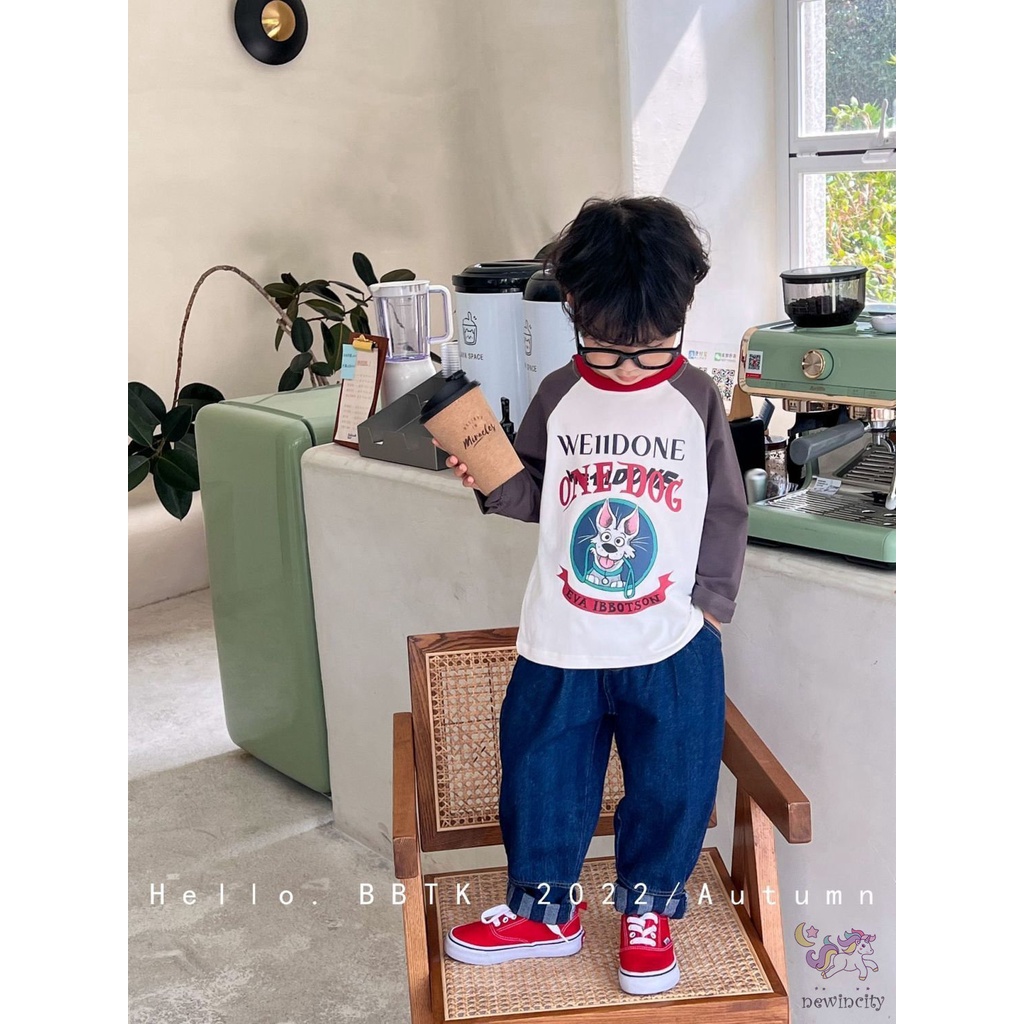 Áo Thun Tay Dài In Họa Tiết Hoạt Hình Dễ Thương Phong Cách Hàn Quốc Thời Trang Mùa Thu Cho Bé